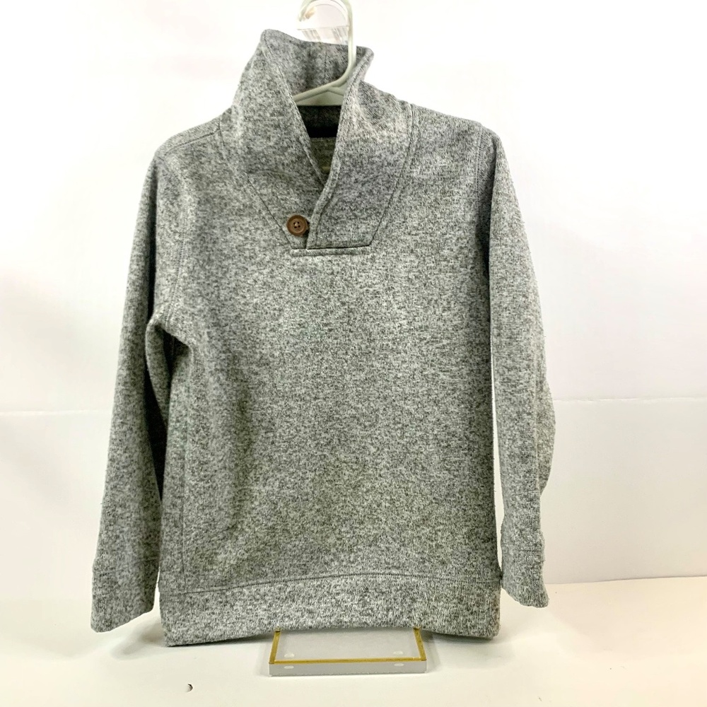 Sonoma Boys winter shawl collar Heathered Gray fleece pullover sweater cabincore